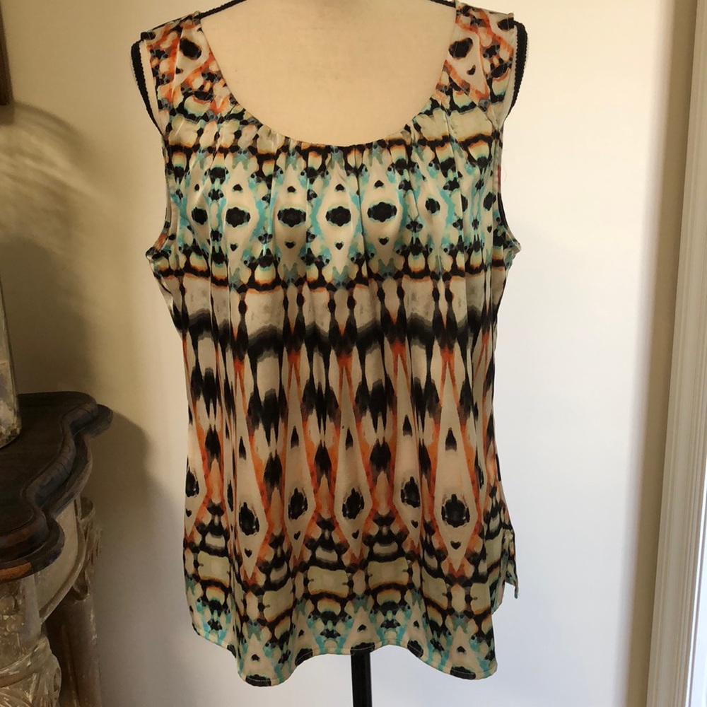 Chico’s Size2 Pleated Neckline Tank - Picture 1 of 7